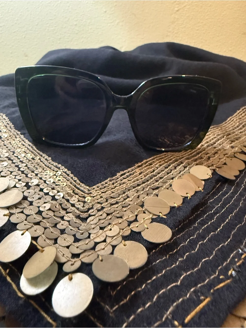 Oversized Dark Green Square Sunglasses